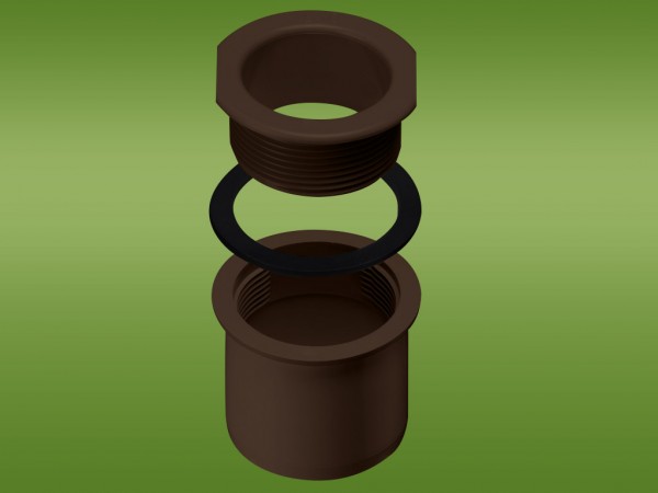 Ablaufstutzen zum Einschrauben mit Dichtung in braun
