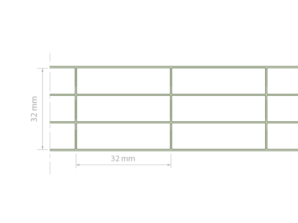 Stegplatten Plexiglas Resist 32/32 opal weiß WA012 No Drop - Querschnitt
