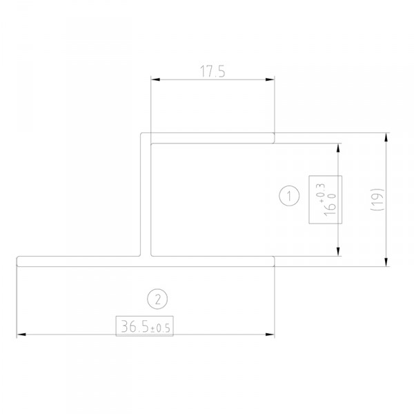 16 mm Stuhlprofil aus Aluminium - Zeichnung