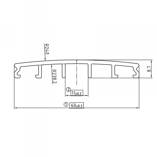 Mittelsprosse mit Schrauben und Dichtungen für 25 mm Platten mit thermischer Trennung - Deckel - Zeichnung