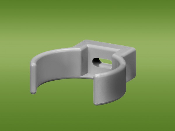 Kunststoff - Clip zur Befestigung von Fallrohren in grau