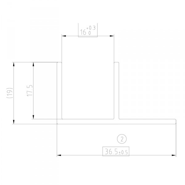 16 mm F-Profil aus Aluminium - zeichnung