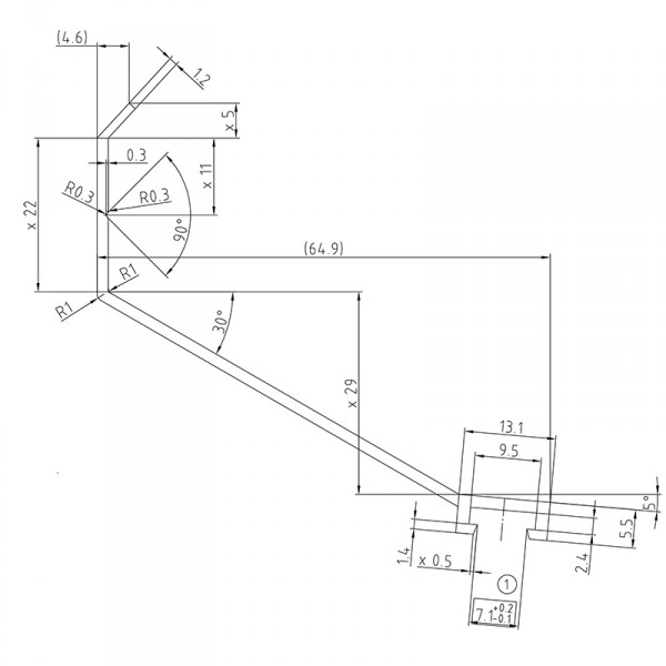 Wandanschlußprofil aus Aluminium mit Dichtungen - Zeichnung