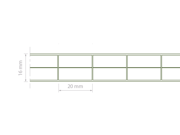 Polycarbonat Stegplatten 16 mm klar - Querschnitt