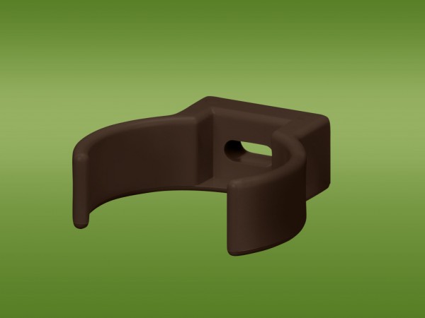 Kunststoff - Clip zur Befestigung von Fallrohren in braun