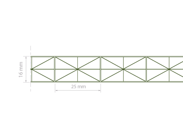 Stegplatten Makrolon multi UV 5X/16-25 16 mm farblos - Querschnitt