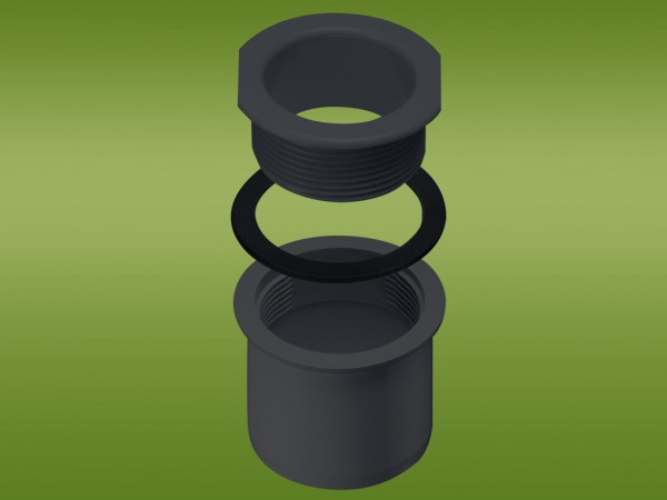 Ablaufstutzen zum Einschrauben mit Dichtung in anthrazit