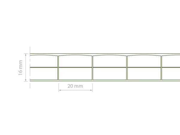 Stegplatten 25mm in klar - Lexan Thermoclear - Querschnitt