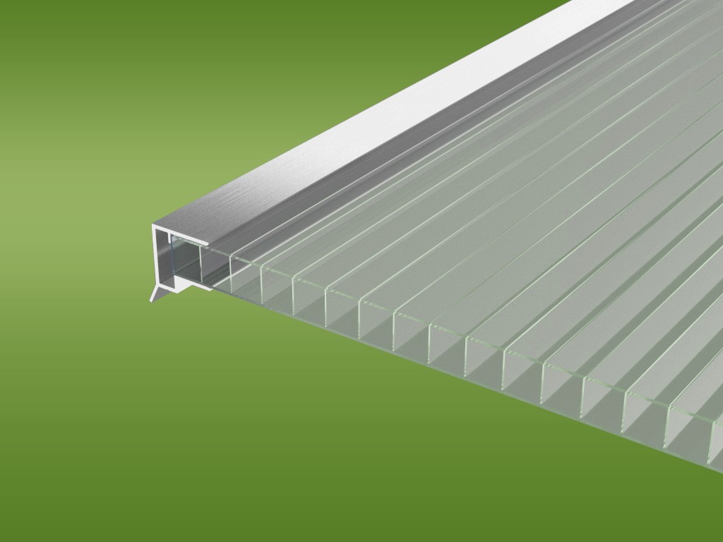 U-Profil Alu Kantenschutz 10mm mit Tropfnase - Aluminium weiß -  StegplattenHeld - Doppelstegplatten