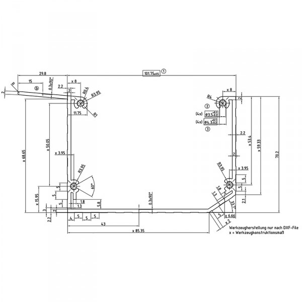 Kastenrinne aus Aluminium in braun - Zeichnung
